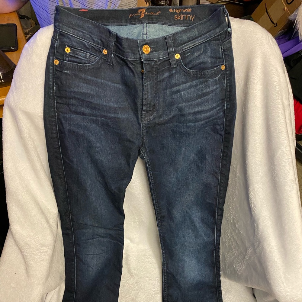 7 For All Mankind Dark The High Waist Skinny Jeans